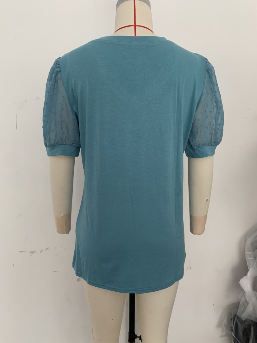 Spandex, Viscose fiber Fabric Type Regular Top Length T-shirt Tops Type Wholesale Women's Simple Style Solid Color Short Sleeve Patchwork T-Shirts