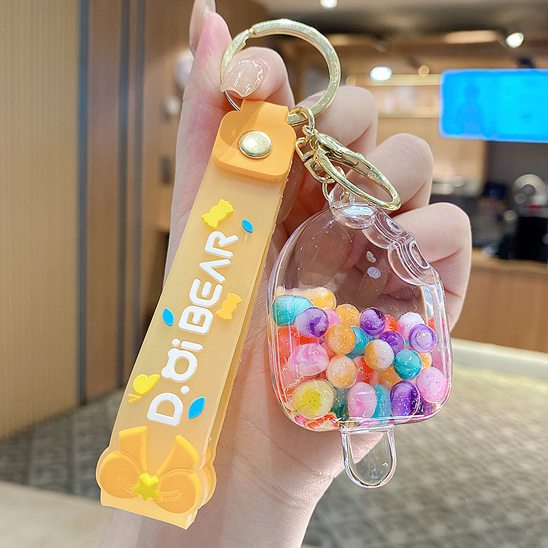 Llavero de acrílico con diseño de paleta de verano, relleno de aceite, con efecto arcoíris, exquisito y lindo colgante para bolso, regalo ideal para máquinas de ganchos, venta al por mayor.