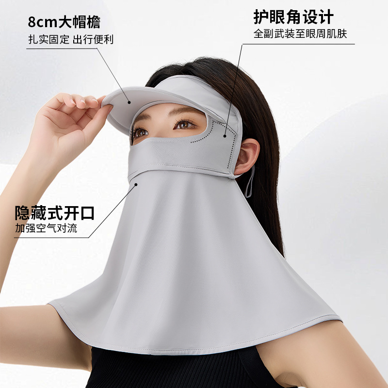 Sun Protection Mask for Women - Full Face UV Protection Nylon Ice Silk Sunscreen Breathable Eye-Friendly Cheek Cover G-string