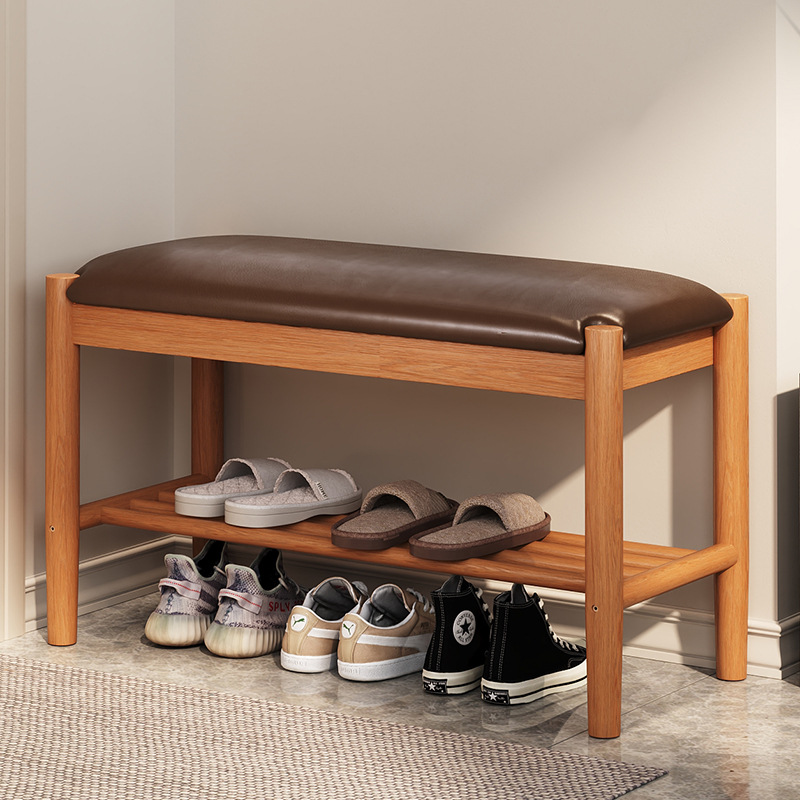 Solid wood shoe changing stool, household door shoe cabinet and stool, one-in-one entry-to-home Nordic shoe rack, sit-on shoe-changing stool, door stool