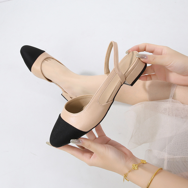 Cross-Border Large and Small Size Back Strap Toe Sandals Women's Shoes Square Toe French Low Heel Color Matching Medium Heel Thick Heel High Heel Shoes Cross-Border Large and Small Size Back Strap Toe Sandals Women's Shoes Square Toe French Low Heel Color Matching Medium Heel Thick Heel High Heel Shoes