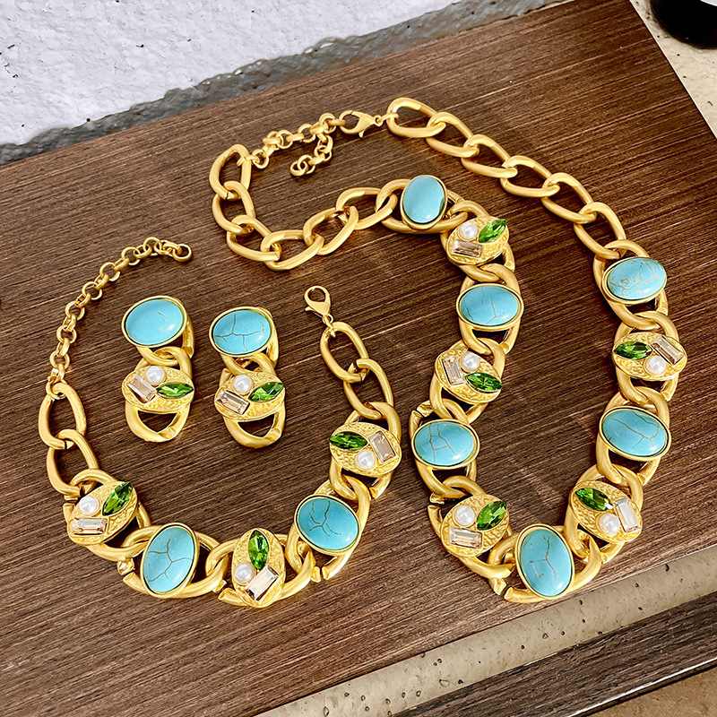 49g Weight Bracelets, Necklace Classification 1 Piece Quantity Holiday, Tea Party Occasion Artificial Crystal Material Geometric Pattern Women's Gender Classical, Retro Style Classical Retro Geometric Artificial Crystal Women's Bracelets Necklace 5