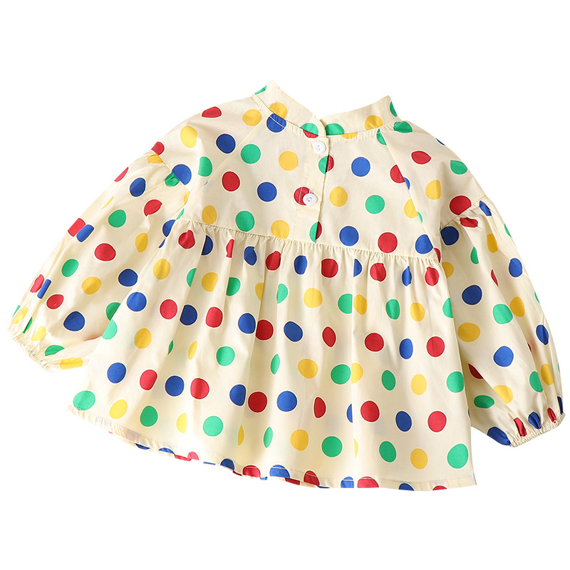 Girls' coat 2024 spring new children's outer pullover girls' Western princess style loose fashion polka dot top