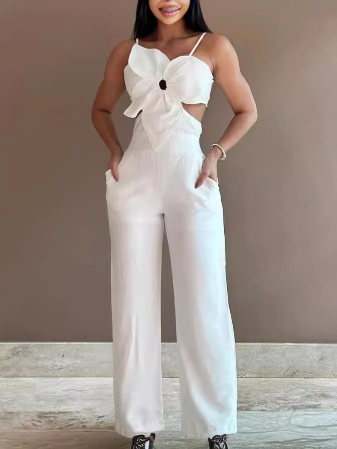 2024 Amazon Cross-border Export Fashion Casual Backless Jumpsuit Women's Pants
