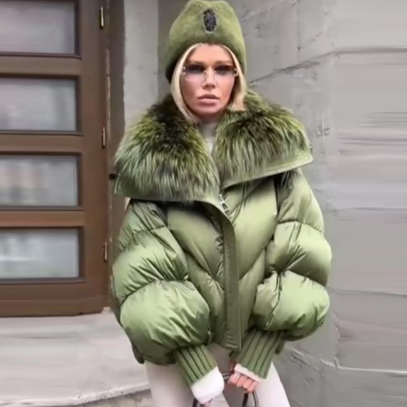 European Goods 2025 Winter New Style Raccoon Large Fur Collar down Jacket Women's Mid-Length Thickeneded Warm Fashionable Fur Jacket European Goods 2025 Winter New Style Raccoon Large Fur Collar down Jacket Women's Mid-Length Thickeneded Warm Fashionable Fur Jacket