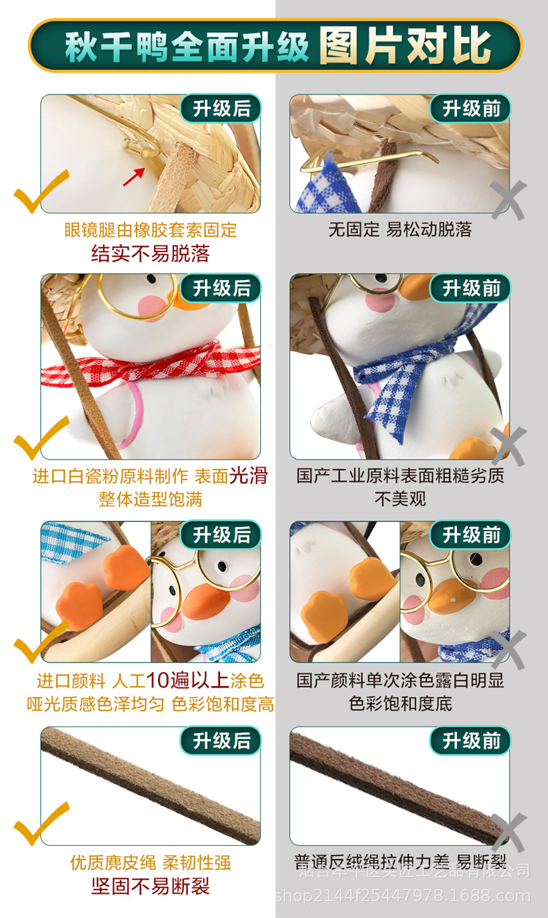 Cross-Border Original Manufacturer Swing Duck Car Hanging Ornament, Duck Aromatherapy Car Rearview Mirror Hanging Decoration, Car Hanging Decoration