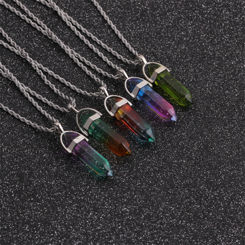 Semi-precious Stone Hexagonal Column Pendants Simple Necklaces Wholesale Jewelry Nihaojewelry display picture 10