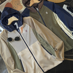 Glamorous Front Desk 1199! Couple's Style Tech Mesh Breathable Splicing Contrast Color Outdoor Sun Protection Skin Jacket Summer Women's New