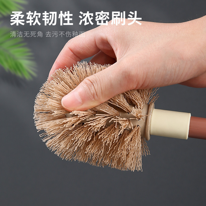 Toilet Brush with Long Handle, Household Wall-Mountable, Hard-Bristled Toilet Brush with No Dead Ends, Extended Rod, Non-Shedding Toilet Brush