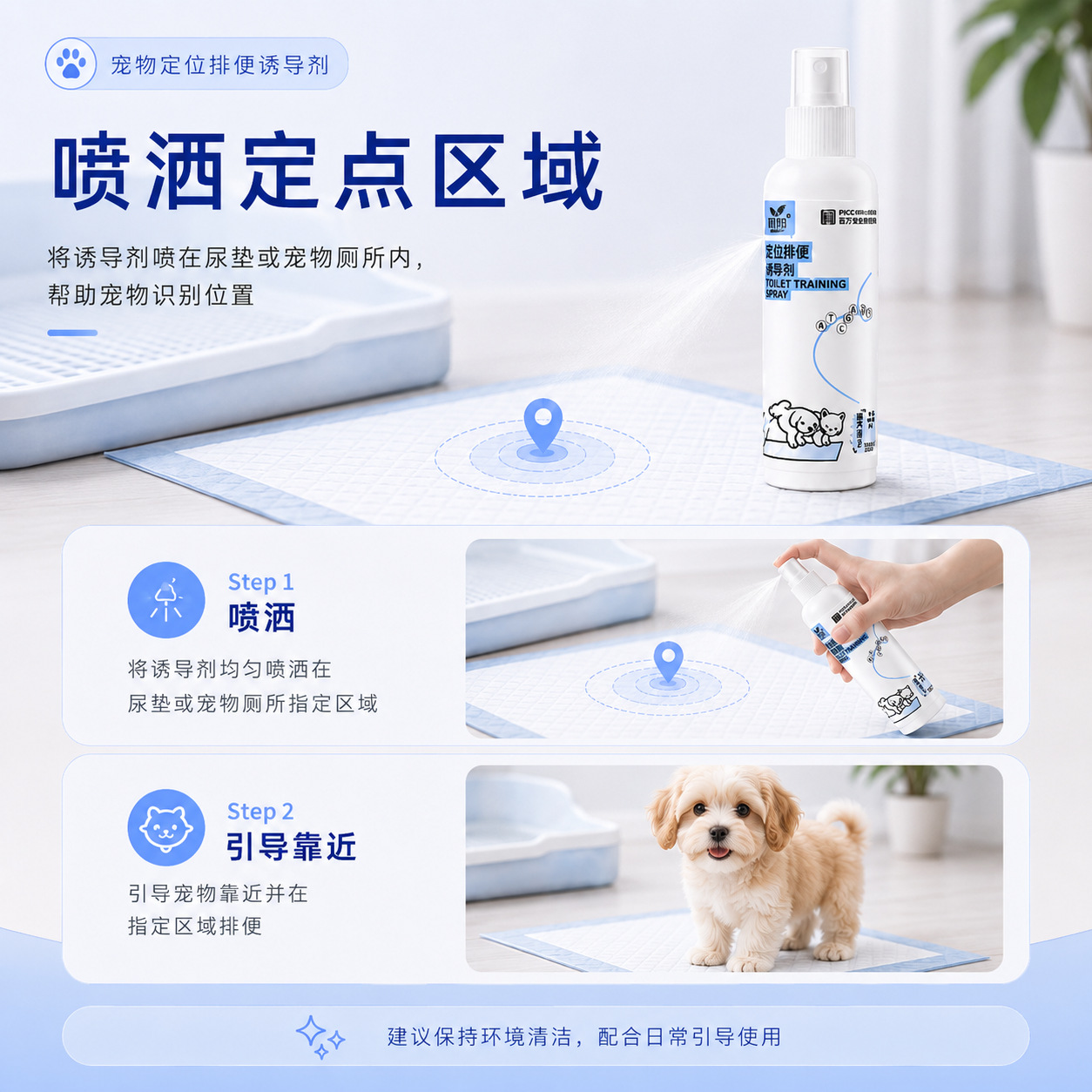 Directo de fábrica Inductor de la defecación de mascotas 120ml perro gato inodoro inductor orina y orina posicionamiento entrenamiento inodoro spray