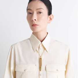 新礼物纪念冬LA中性金色笔饰项链轻奢时尚高级项链个性时尚配饰