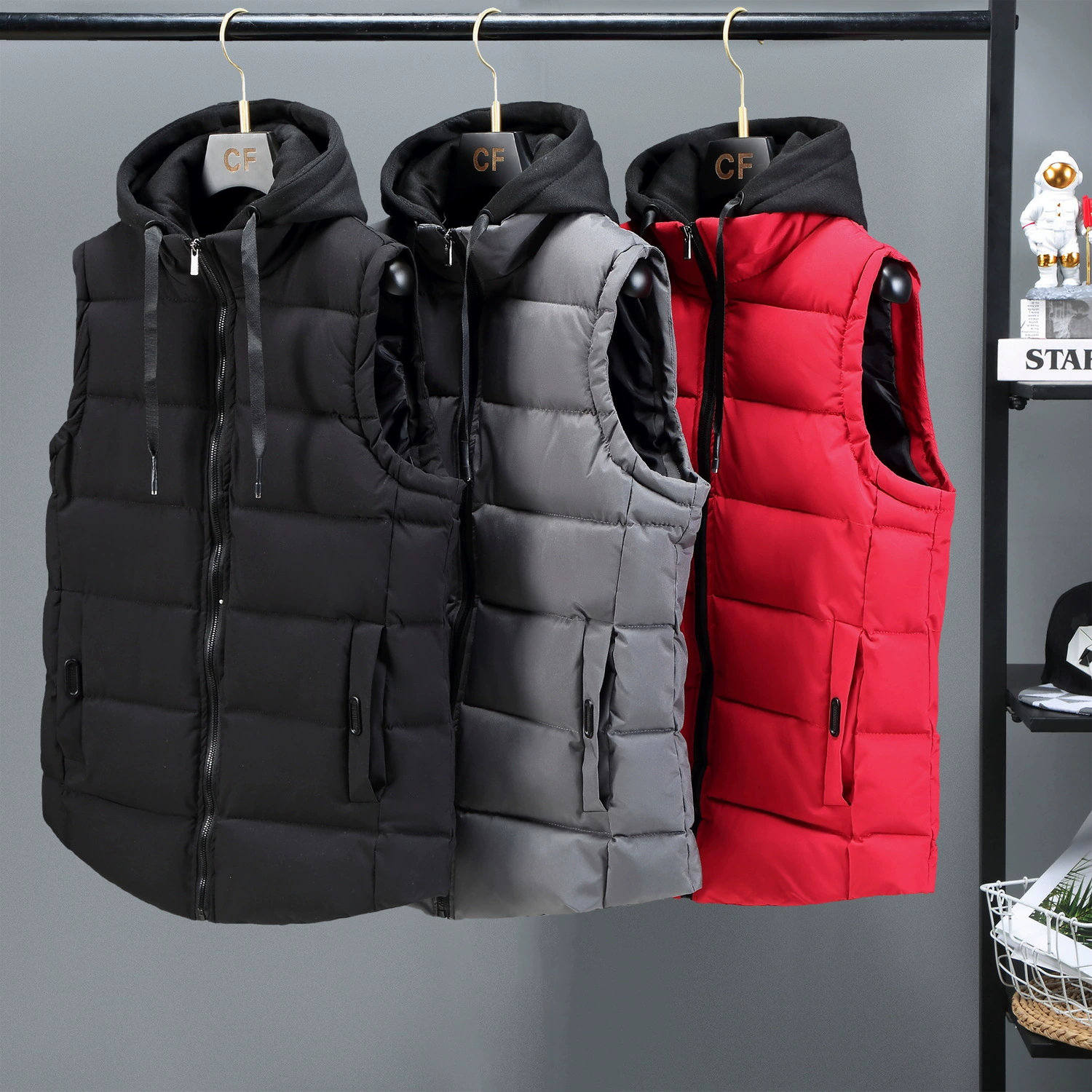 Demi-season trend vest, keep warm tank top with down, jacket, increased thickness, for teenagers, Korean style