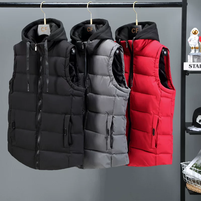 Demi-season trend vest, keep warm tank top with down, jacket, increased thickness, for teenagers, Korean style