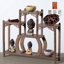 鸡翅木博古架红木木质文玩展示架办公家居工艺摆件黑鸡翅木工艺品