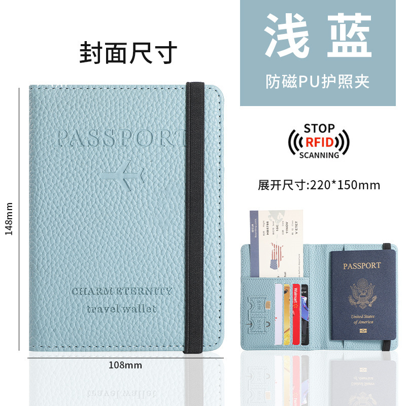 Bolsa de pasaporte de cuero de la pu de Amazon rfid multi-tarjeta multifunción passport funda de pasaporte