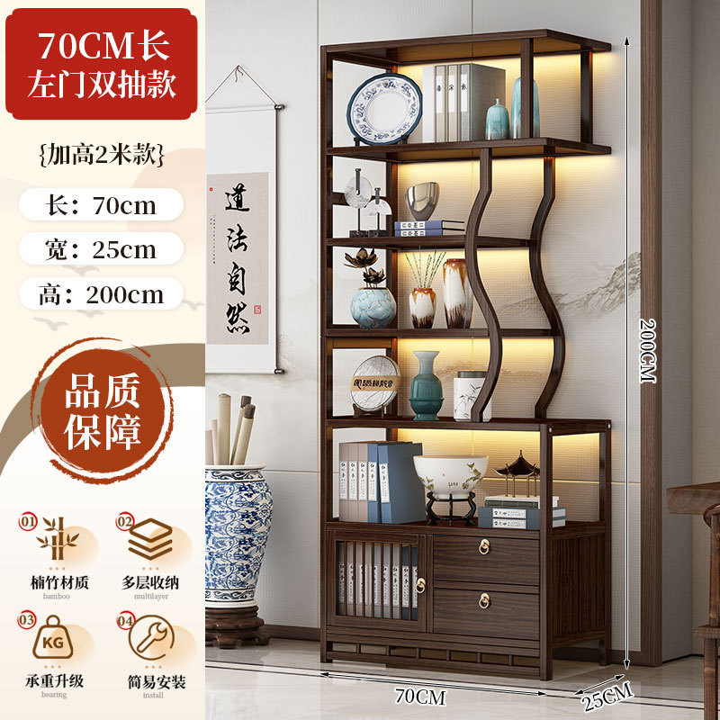博古架实木中式茶叶展示柜茶架子置物架茶室茶柜茶具摆件收纳柜子|undefined