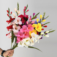 单枝剑兰仿真花跨境外贸婚庆户外拍摄道具婚礼堂装饰用仿真花绢花