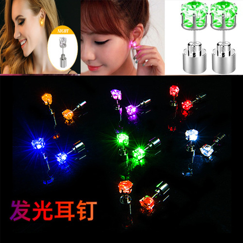 Christmas LED luminous earrings zircon earrings bar nightclub party trendy led luminous earrings factory