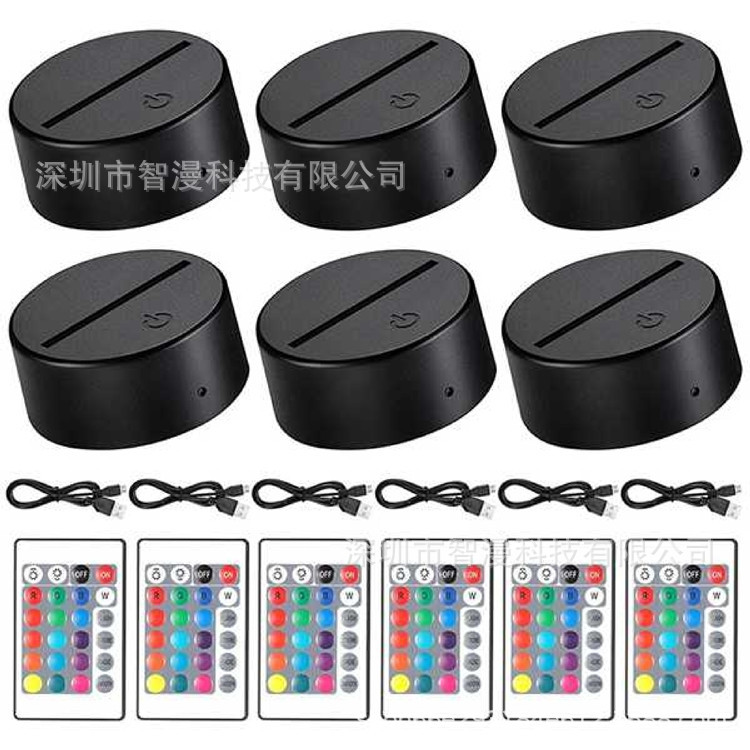 Transfronterizo nuevo exótico 3D luz de la noche titular USB Toque control Remoto colorido luz de la noche lámpara de mesa de acrílico combinación base