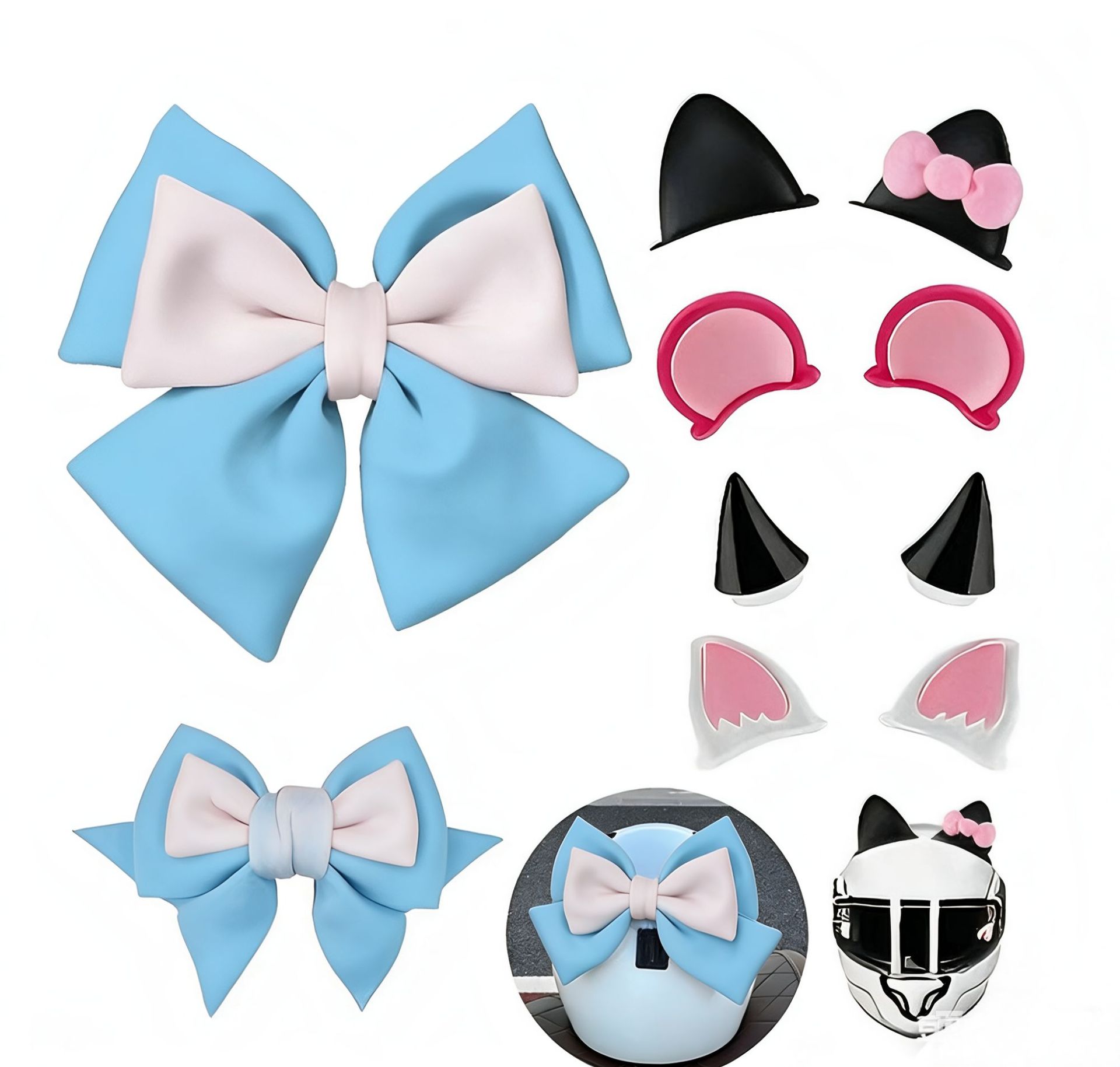 Bow Tie Electric Vehicle Motorcycle Decorative Helmet Accessories Rear Accessories Horn Cat Ears Devil Wings Set