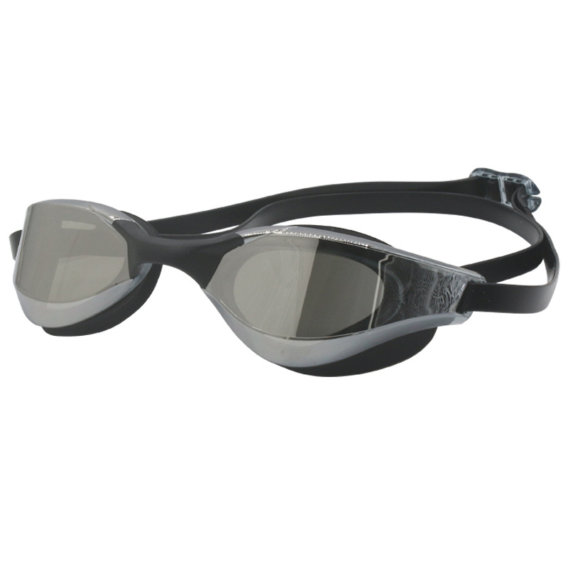 블랙 실버 도금 수영 고글 + 미러 박스