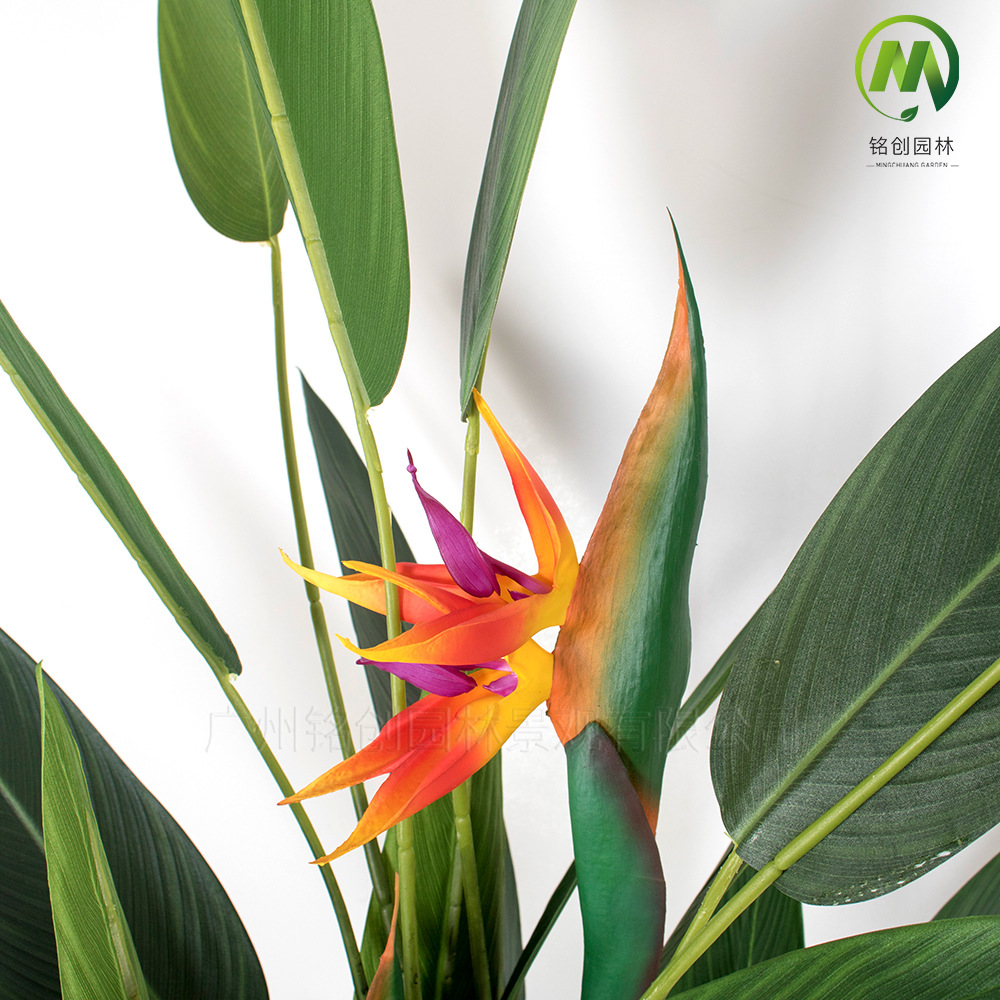 Mingchuang simulación grúa azul europeo simulación pájaro del paraíso planta olla Skybird simulación auspicioso pájaro