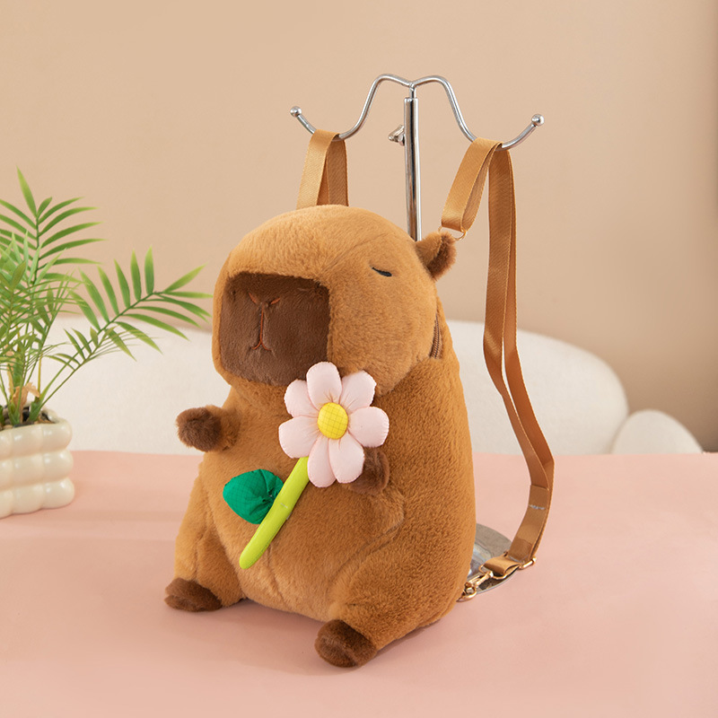 Nueva mochila Picabara Peluche Doll Cute Kids Bag Creative Capibara Doll Cartoon Backpack al por mayor