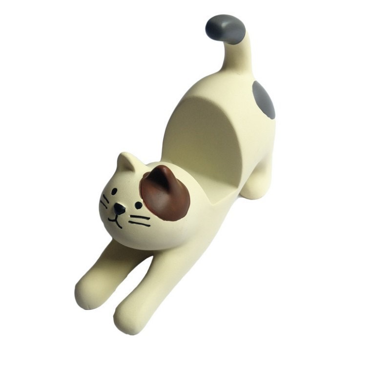 雑貨伸ばし猫スタンド 黒猫置物 怠け者携帯電話樹脂工芸品 可愛い置物|undefined