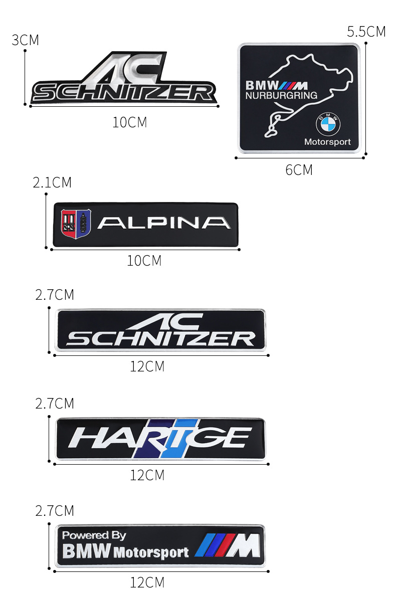 Suitable for Bmw Fender Side Label Bmw Logo m Logo Car Sticker Modified Metal Car Logo Scratch Tail Label Decorative Sticker