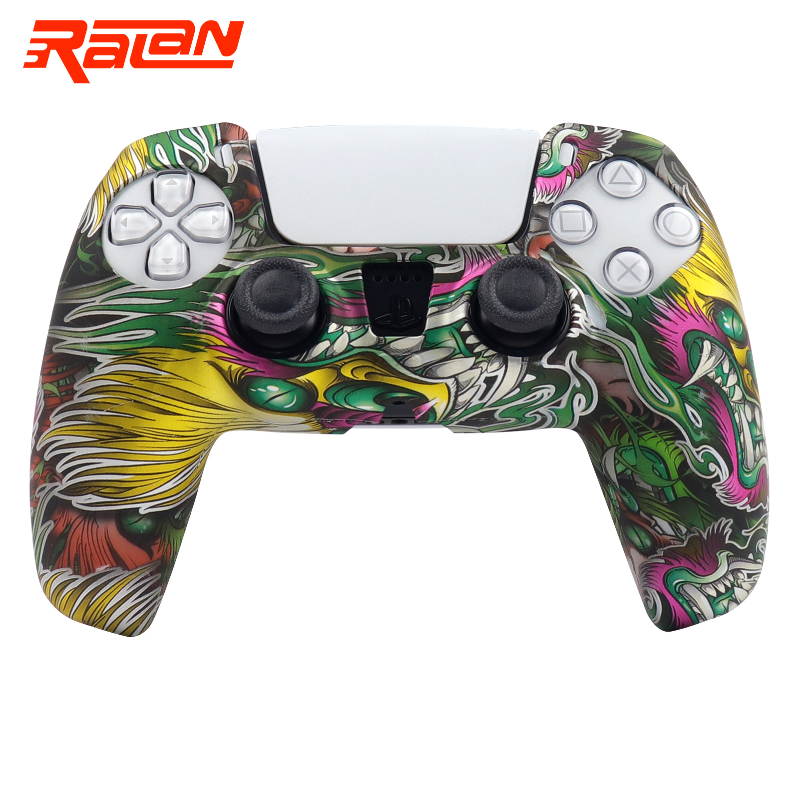 PS5 funda de silicona GamePad funda de silicona camuflaje marca de agua funda protectora aceite spray sensación acuarela caso PS5 Accesorios
