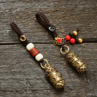 黄铜嘎乌盒佛莲花钥匙扣吊坠 汽车钥匙男女包包挂件挂饰 配饰饰品