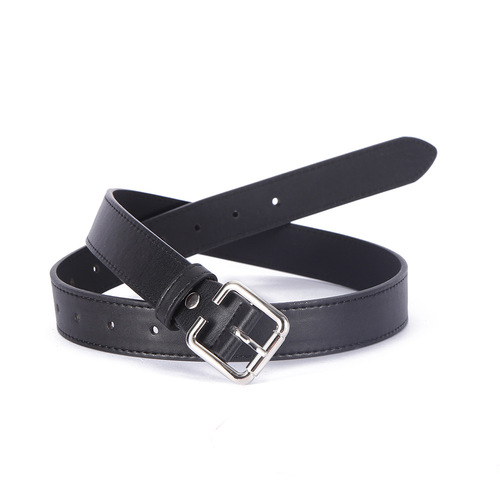 Casual versatile belt for women, simple square buckle with jeans, shirt, wide belt, Korean style student simple belt