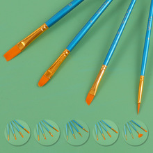 跨境扇形笔刷4支套装学生油画笔桦木笔杆晕染笔美术画画工具批发