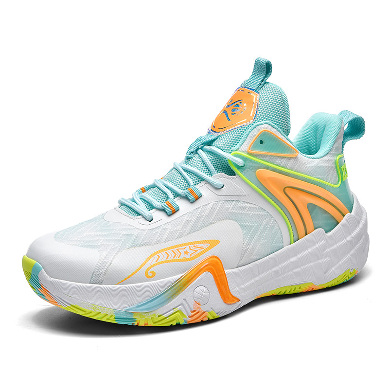 Primavera de moda nuevo tipo de zapatos de baloncesto Duan Duan para hombres mallas respirables zapatos de alta altura antideslizantes fricción sonido