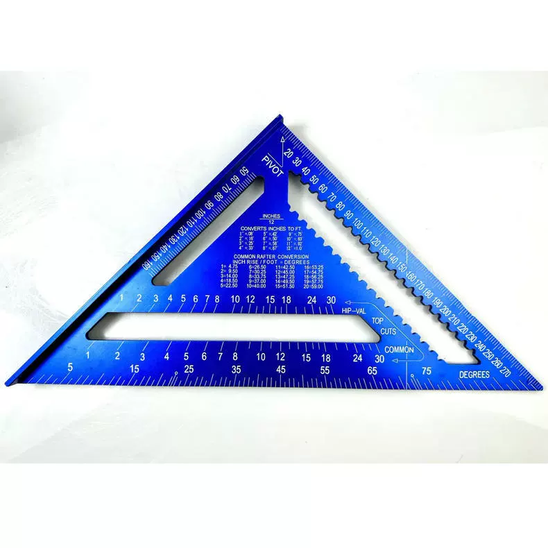 [90-degree triangle ruler 7inch metric imperial aluminum profile black oxide triangle 45-degree right angle ruler wholesale]