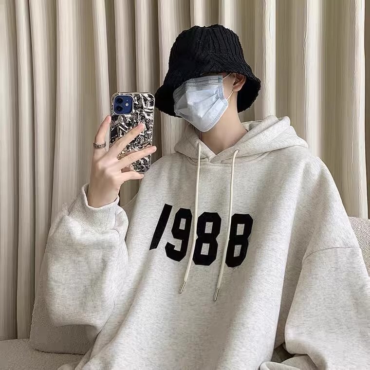 Autumn and Winter Pullover Casual Versatile 2022 Men's Loose-Fit Printed Sweatshirt Trendy Youth Fashion Winter Fleece Hoodie