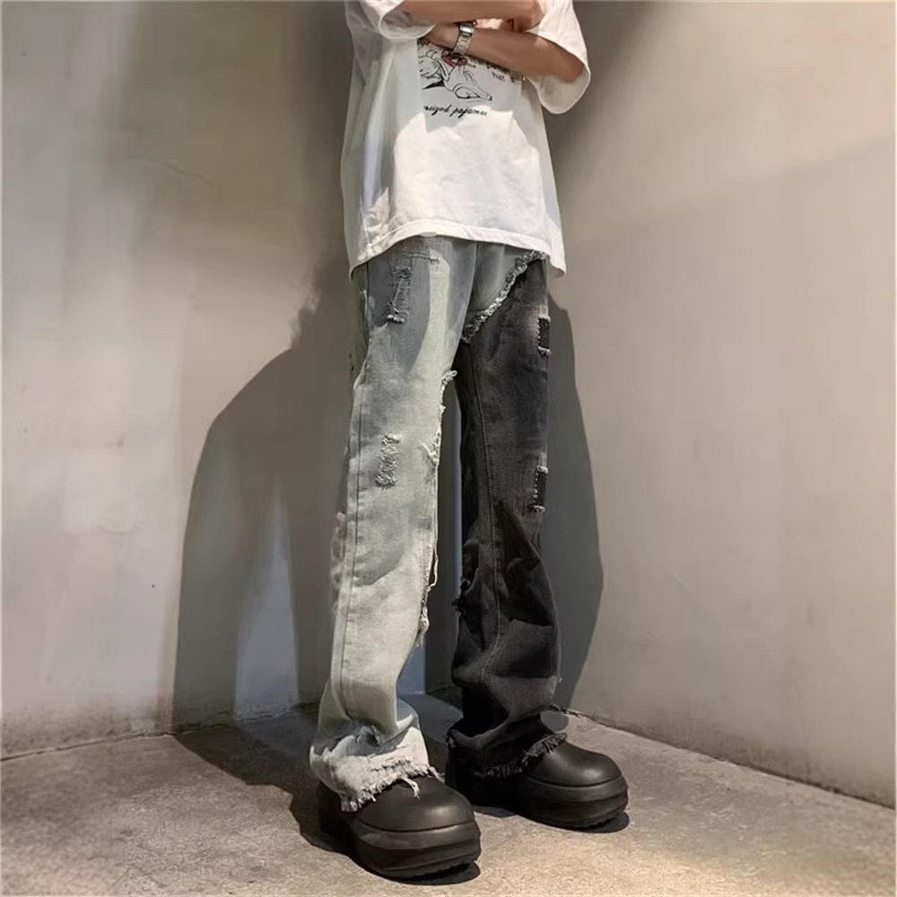 Men's Summer High-Waist Hip Hop Personality Letter Print Jeans Trendy Handsome Trousers New Style Streetwear_mkmklike.com