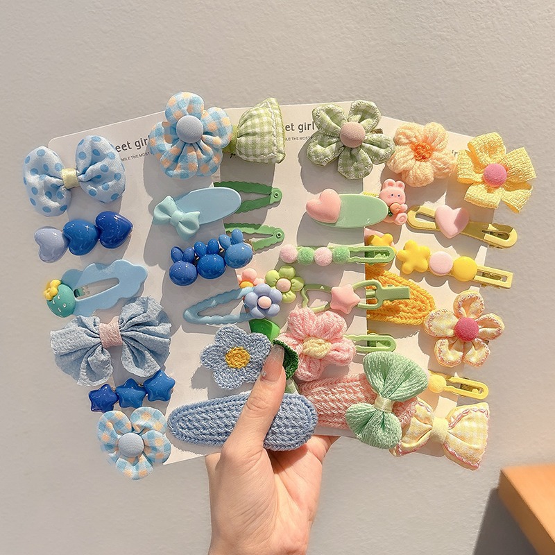 Niños arco tocado lindos flores de peluche pinzas de cabello de la niña lateral frangeo pequeño clip de cabello de frente