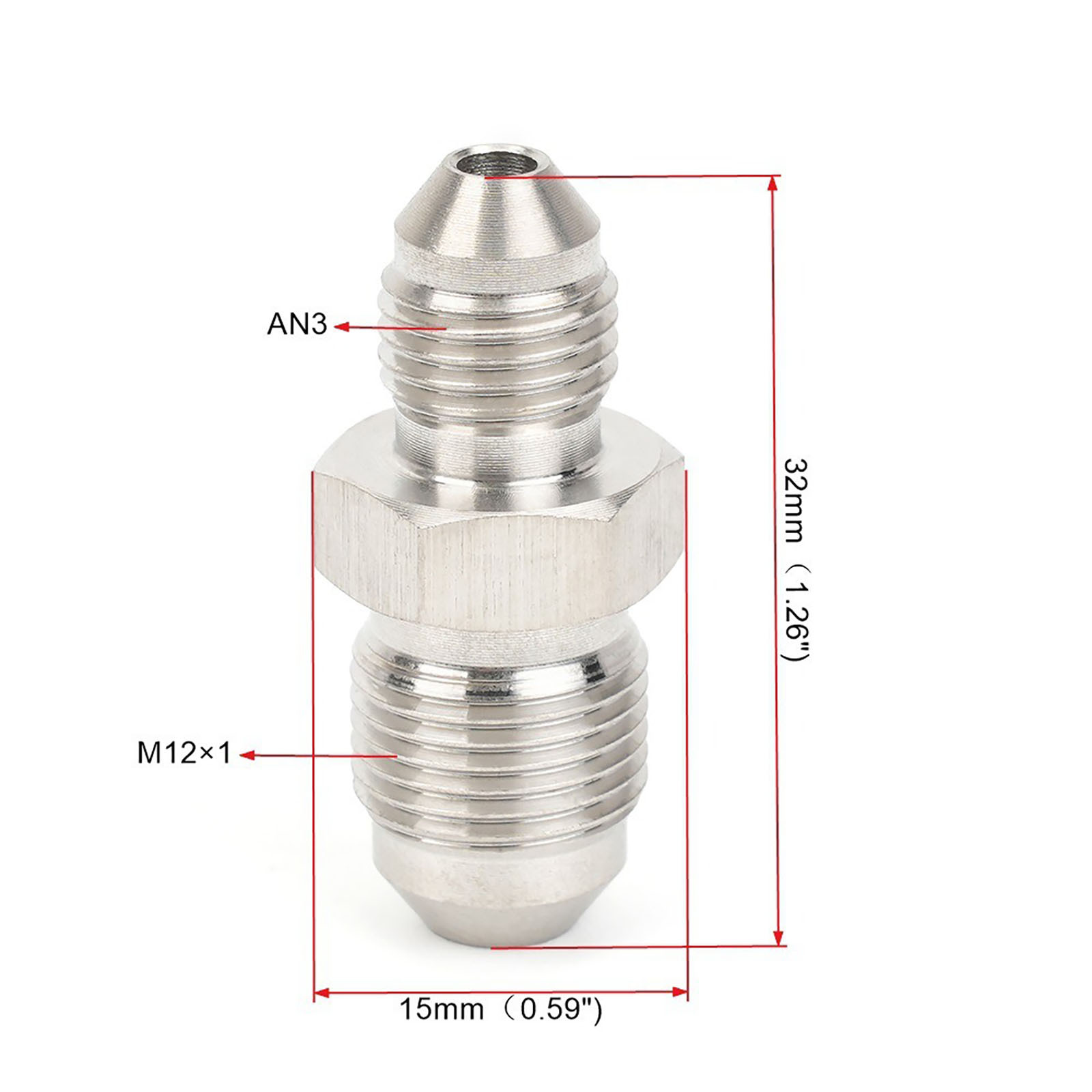 Stainless Steel AN3-M10*1/M12*1 Double Head Thread Conversion Joint for Car/Motorcycle Brake Parts