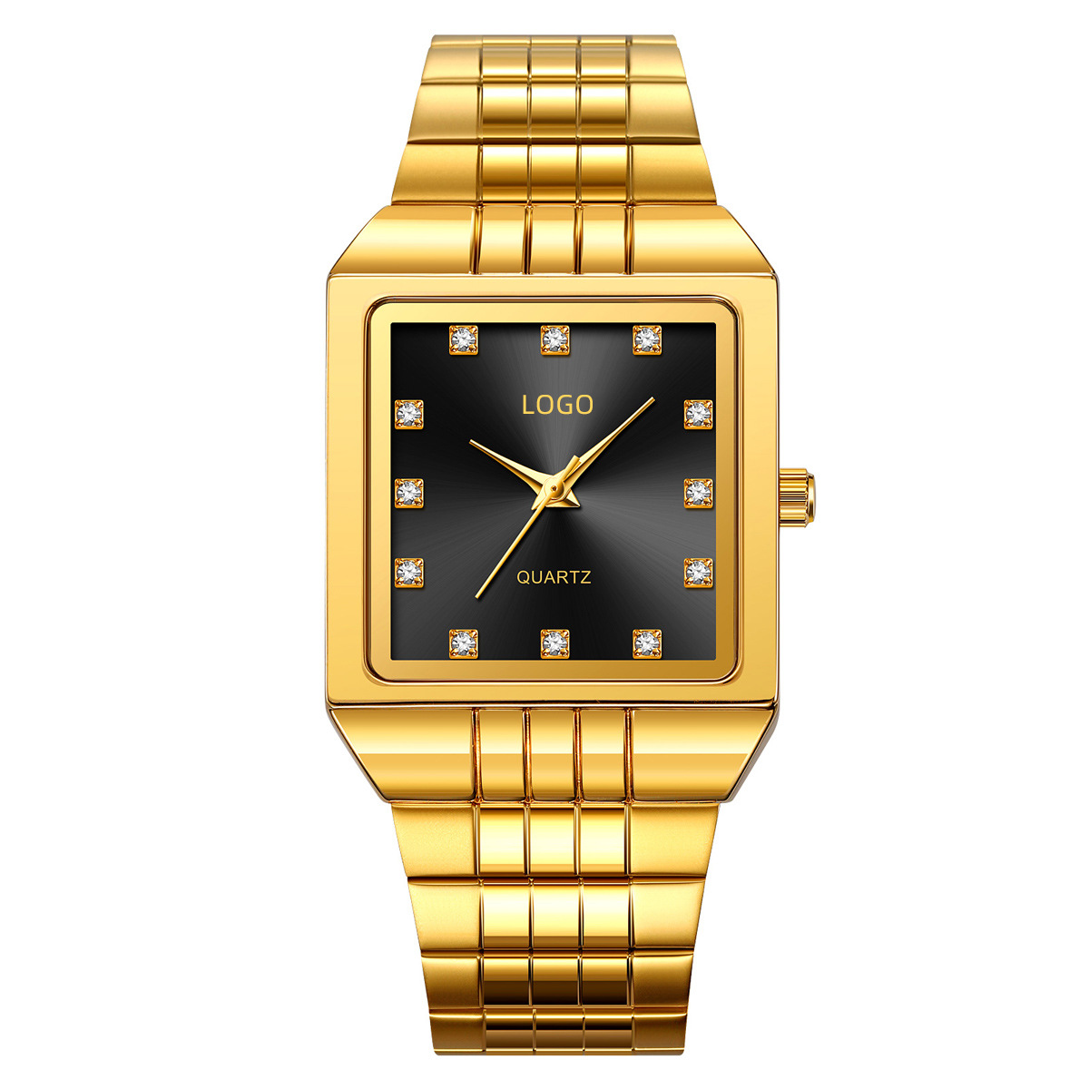 Comercio exterior transfronterizo reloj de hombre cuadrado correa de acero impermeable reloj de cuarzo hombre reloj de pulsera simple fuente fábrica a granel personalizado