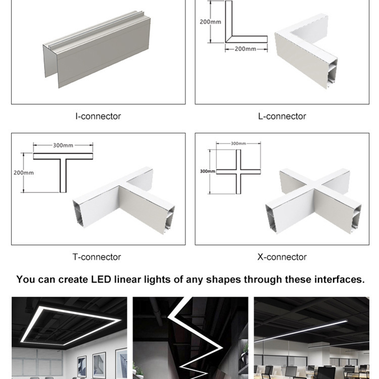Personalizada 5cm colgante LED lámpara de línea sala de conferencias lámpara de techo de oficina ingeniería de línea de aluminio