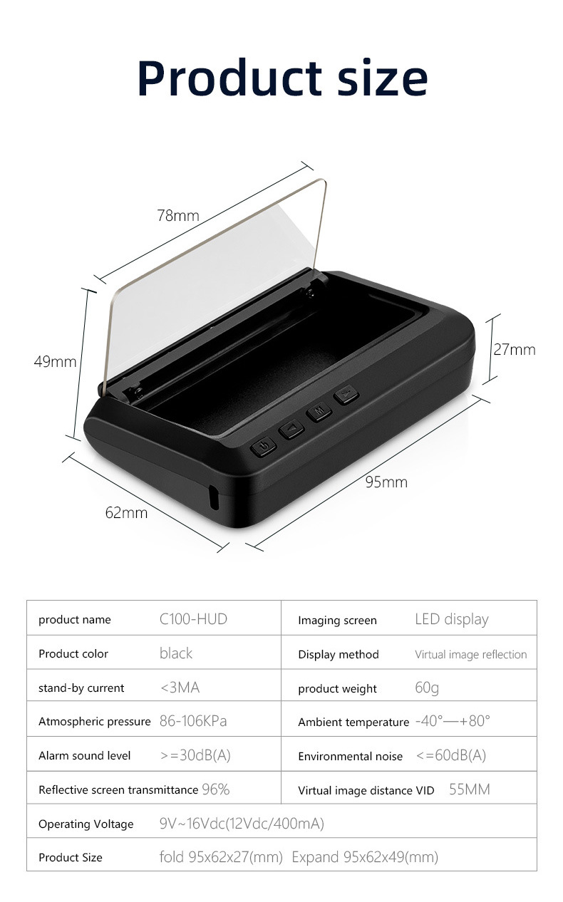 Car Head-Up Display Hd Multi-Function Vehicle-Mounted Hud Speedometer Projector Obd2 Head-Up Display