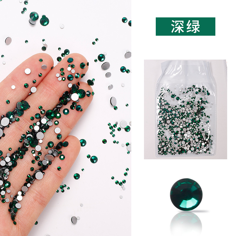 Joyería de uñas diamante plano transparente AB diamante DIY decorativo uñas rhinestone tamaño mezclado cristal diamante color 1440