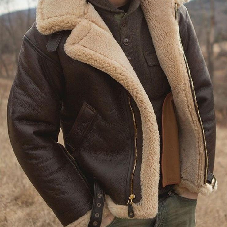 New Cross-Border Foreign Trade Product: Men's Thickened Faux Fur Integrated Leather Jacket, Popular on Independent Platforms