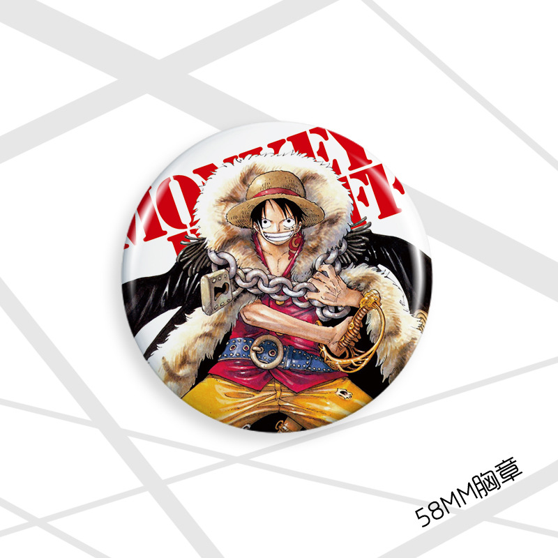 Insignia pirata 58mm Luffy Joba Sauron Nami Xiangji Ace insignia de dibujos animados broche de regalo
