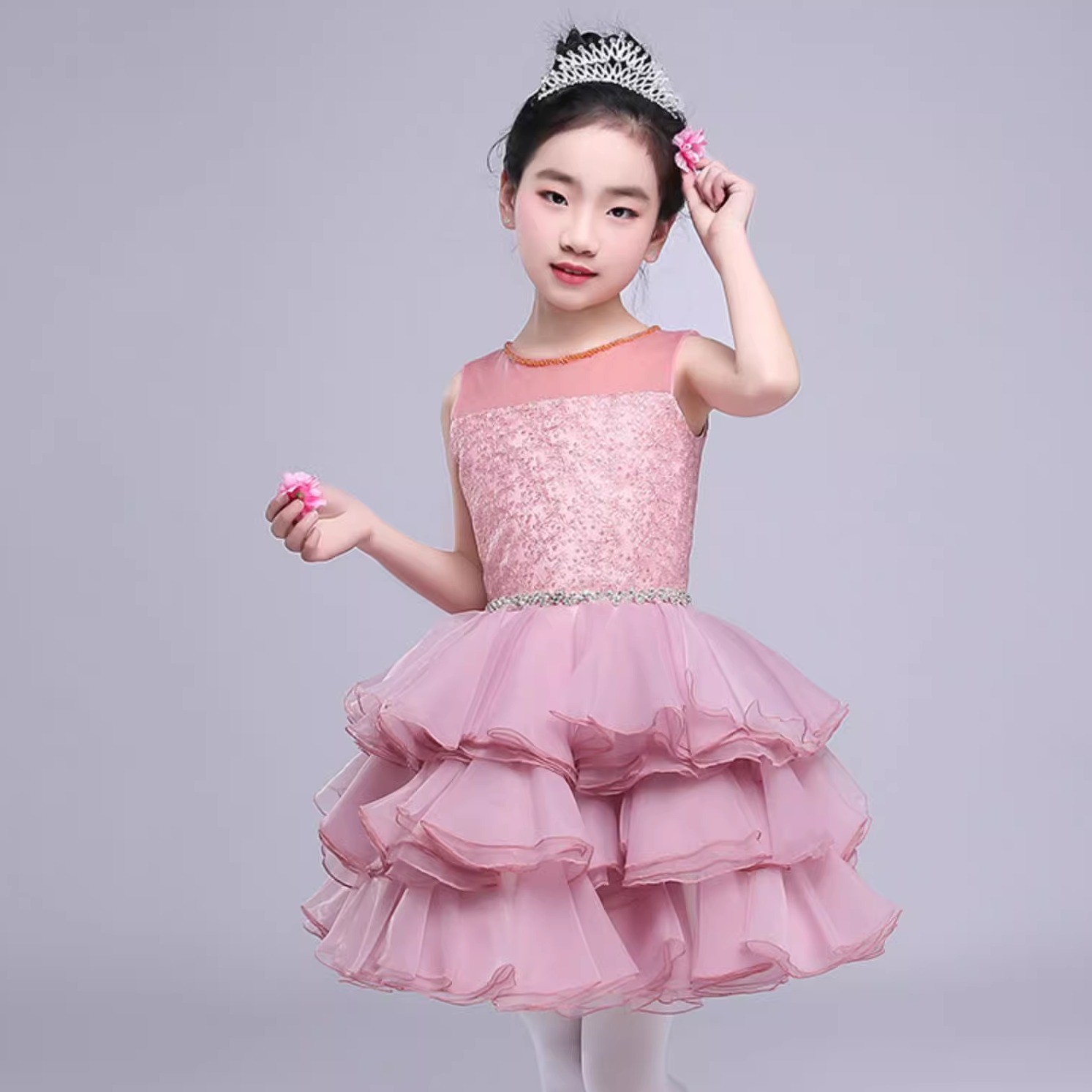 Vestido de niña nuevo vestido de princesa de alta calidad vestido de novia vestido de espectáculo de pequeño anfitrión vestido de piano