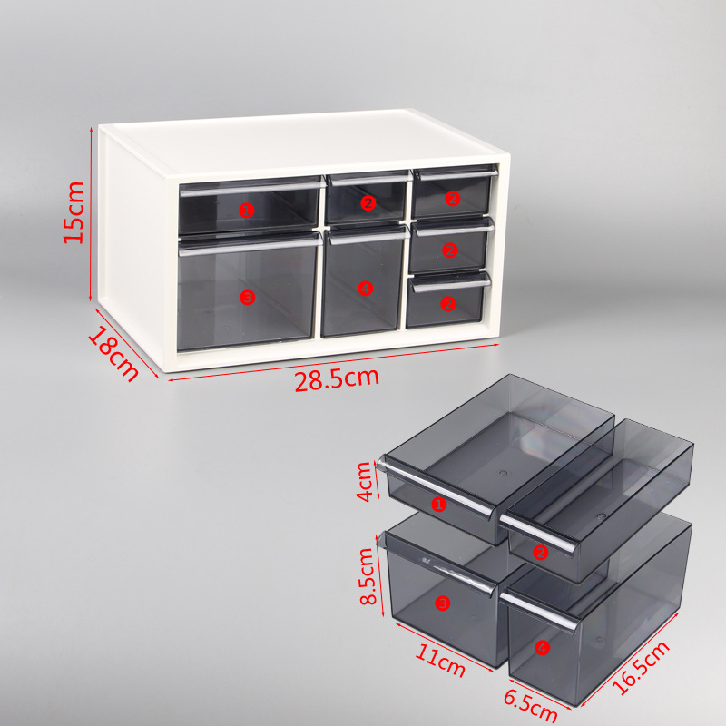 3 layers 7 drawers white