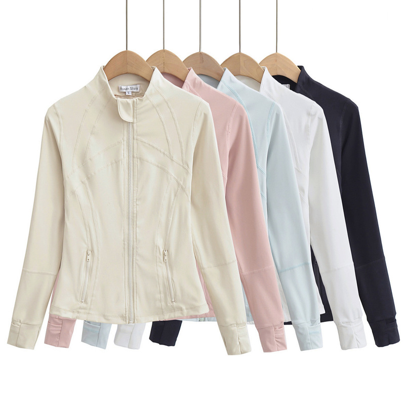 2023 hot girl Yoga Fitness running slim fit sports long sleeve stand collar zipper jacket women's coat top slimming