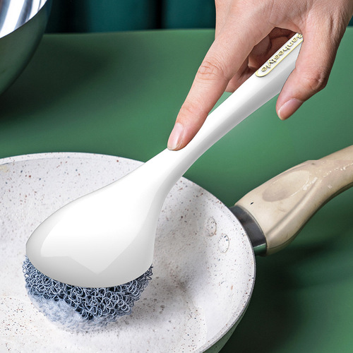Solid long-handled kitchen pot-washing brush, decontamination cleaning ball, removable and replacement household cleaning dishwashing brush and pot-washing brush