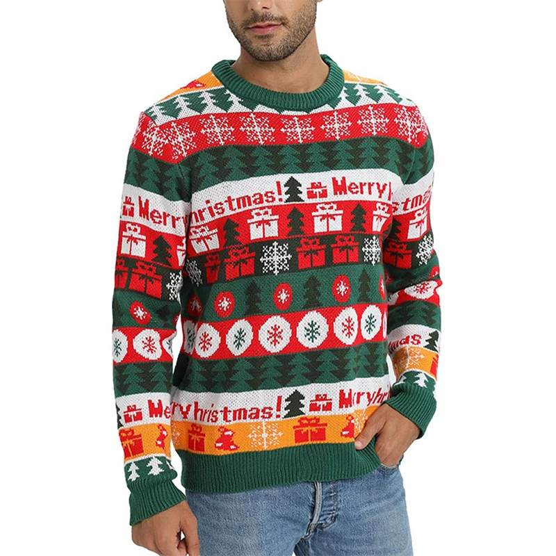Рождественский свитер обработка на заказ рисунок и образец обработки для мужчин и женщин многоцветный жаккардовый свитер 2024 Трансграничная внешняя торговля